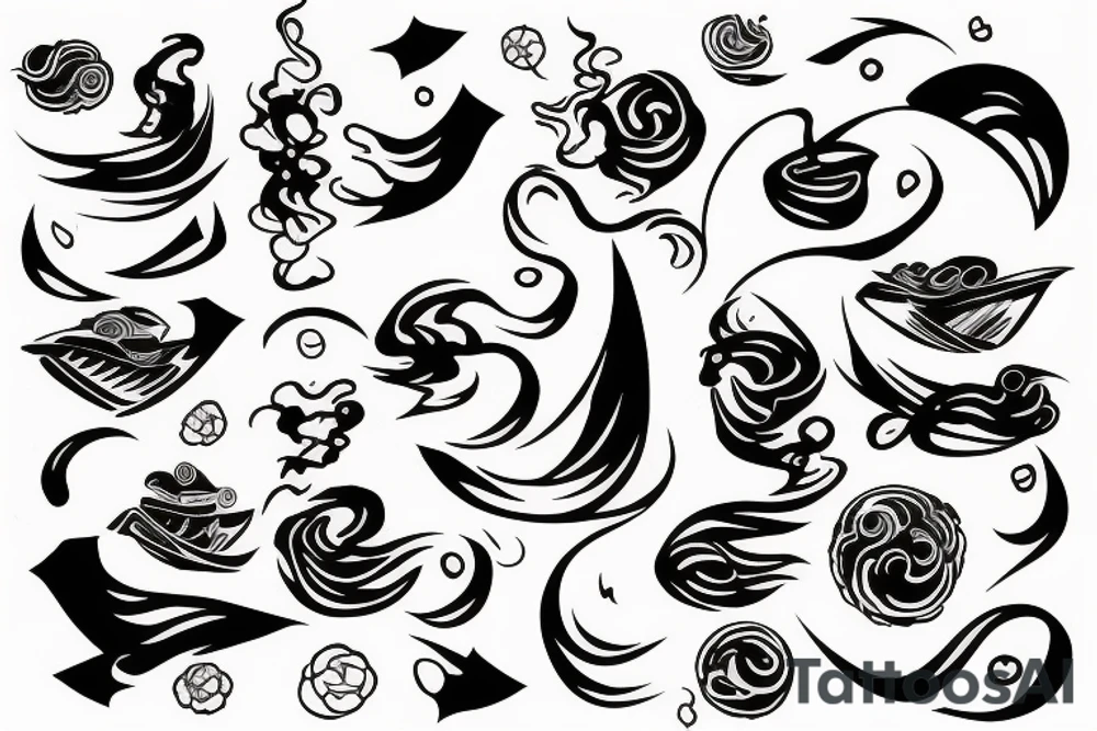Japanese ukiyo long black river tattoo idea