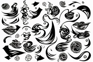 Japanese ukiyo long black river tattoo idea
