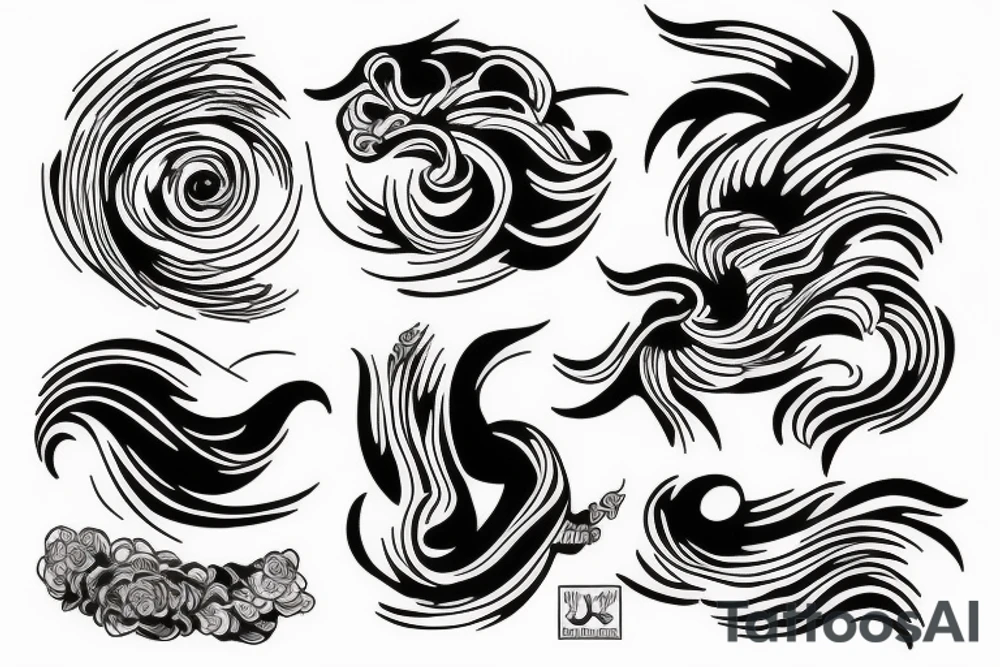 Japanese ukiyo long black river tattoo idea