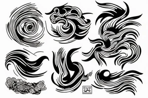 Japanese ukiyo long black river tattoo idea