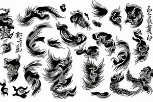 Japanese ukiyo long black river tattoo idea