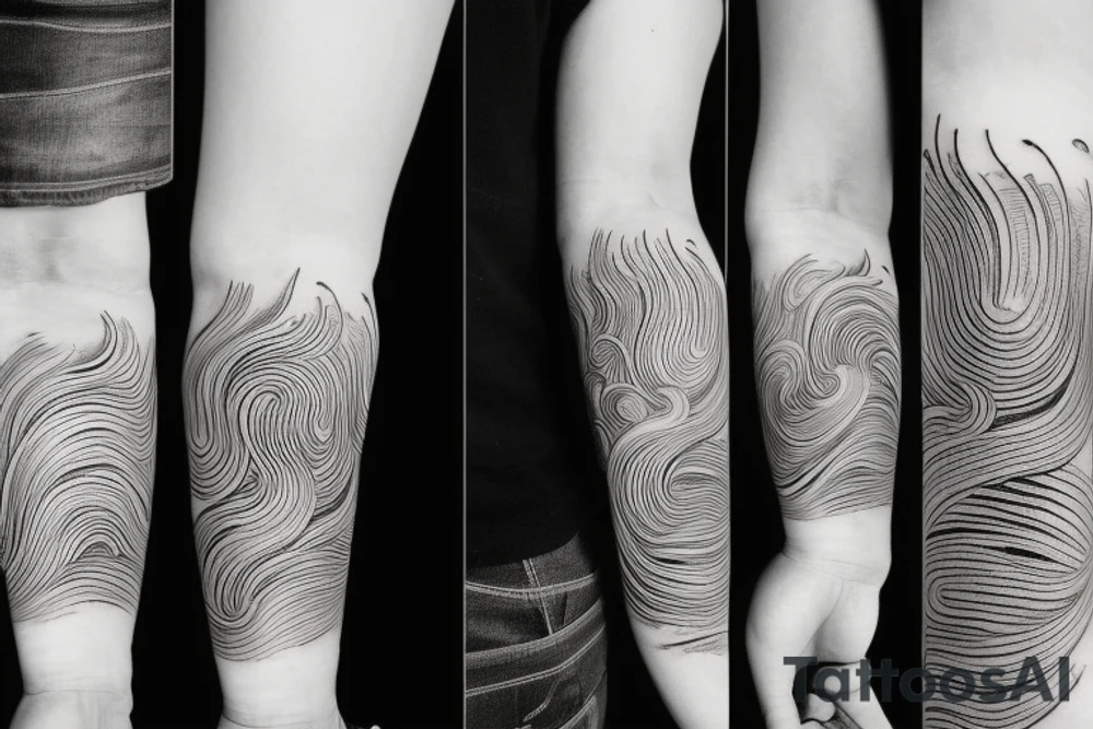 Japanese ukiyo long black river water tattoo idea