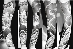 Japanese ukiyo long black river water tattoo idea