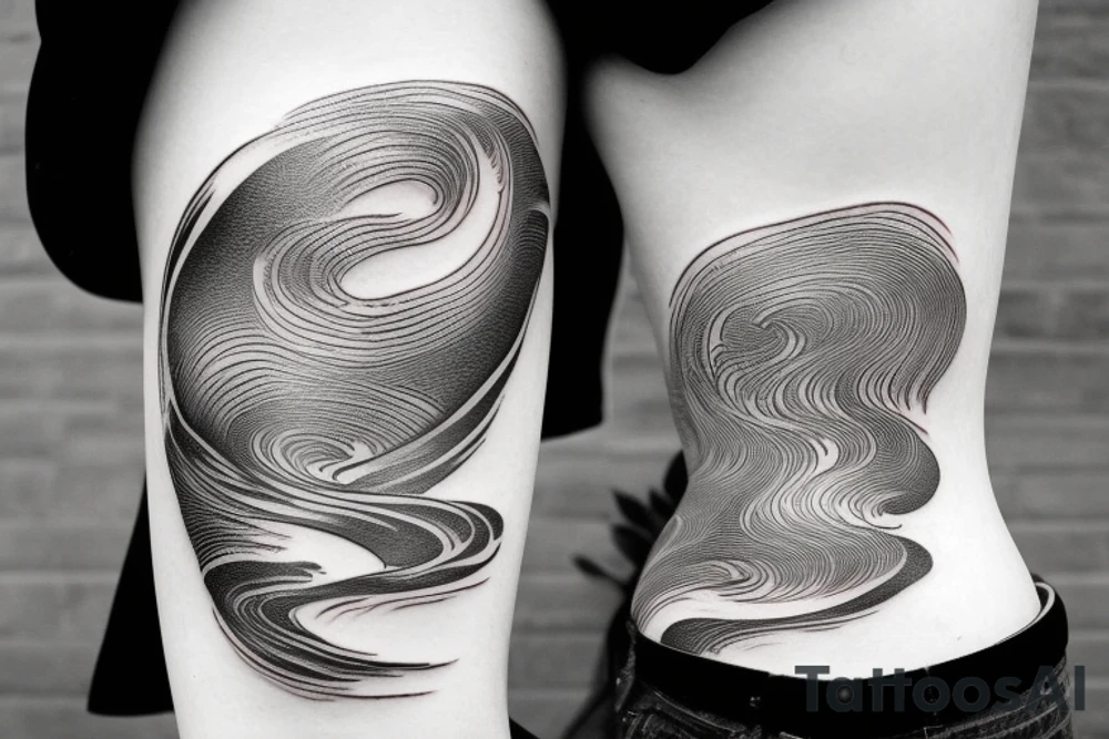 Japanese ukiyo long black river water tattoo idea