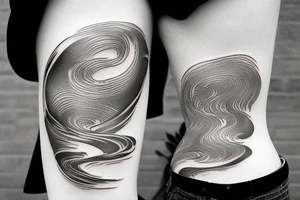 Japanese ukiyo long black river water tattoo idea