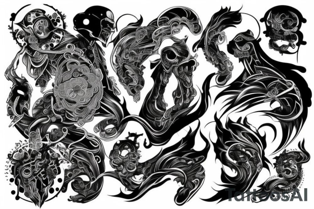 Black river on hand japnese ukyo tattoo idea