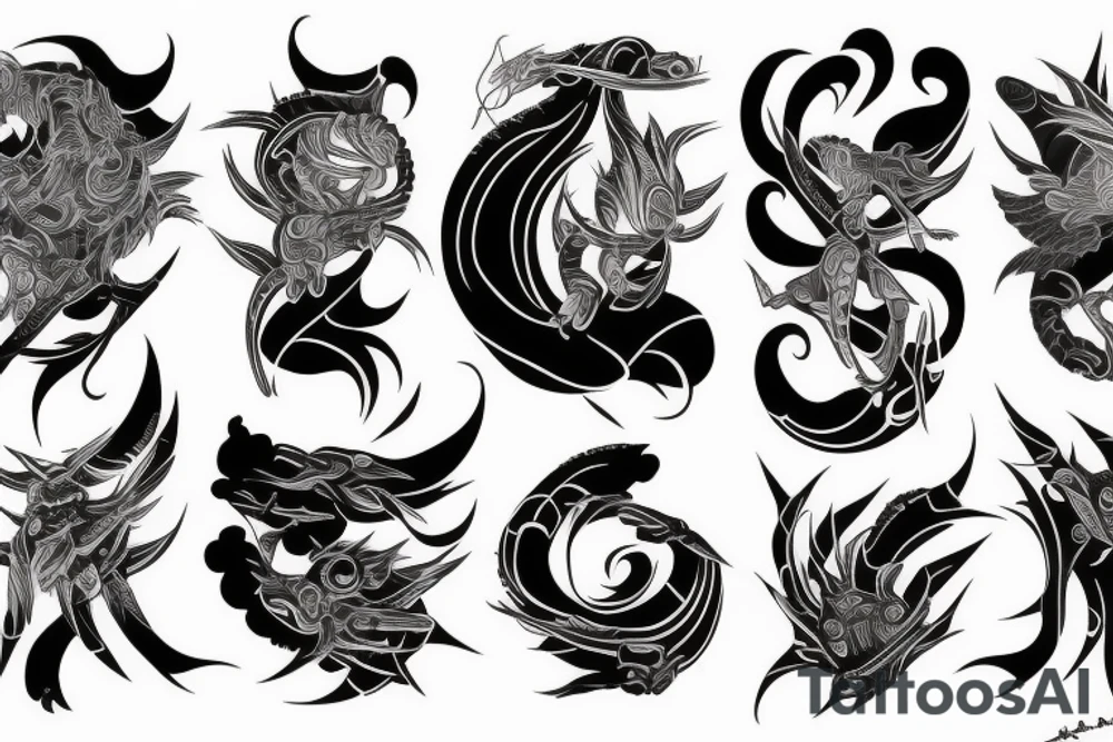 Jaanese ukiyo black river and dak water tattoo idea