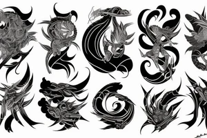 Jaanese ukiyo black river and dak water tattoo idea