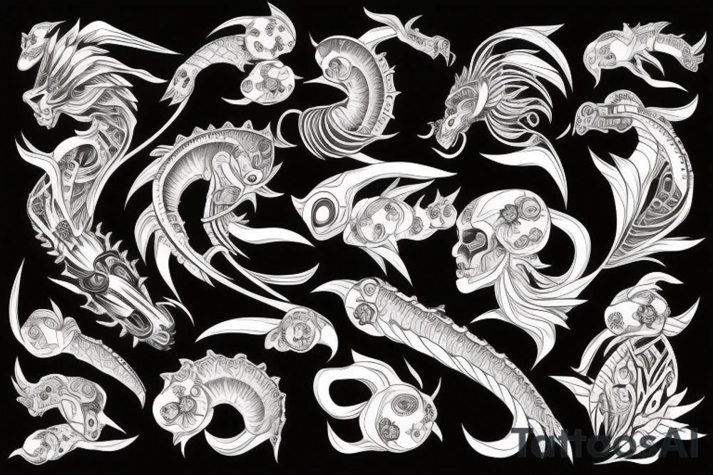 Japanese ukiyo style black river tattoo idea