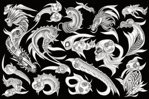 Japanese ukiyo style black river tattoo idea
