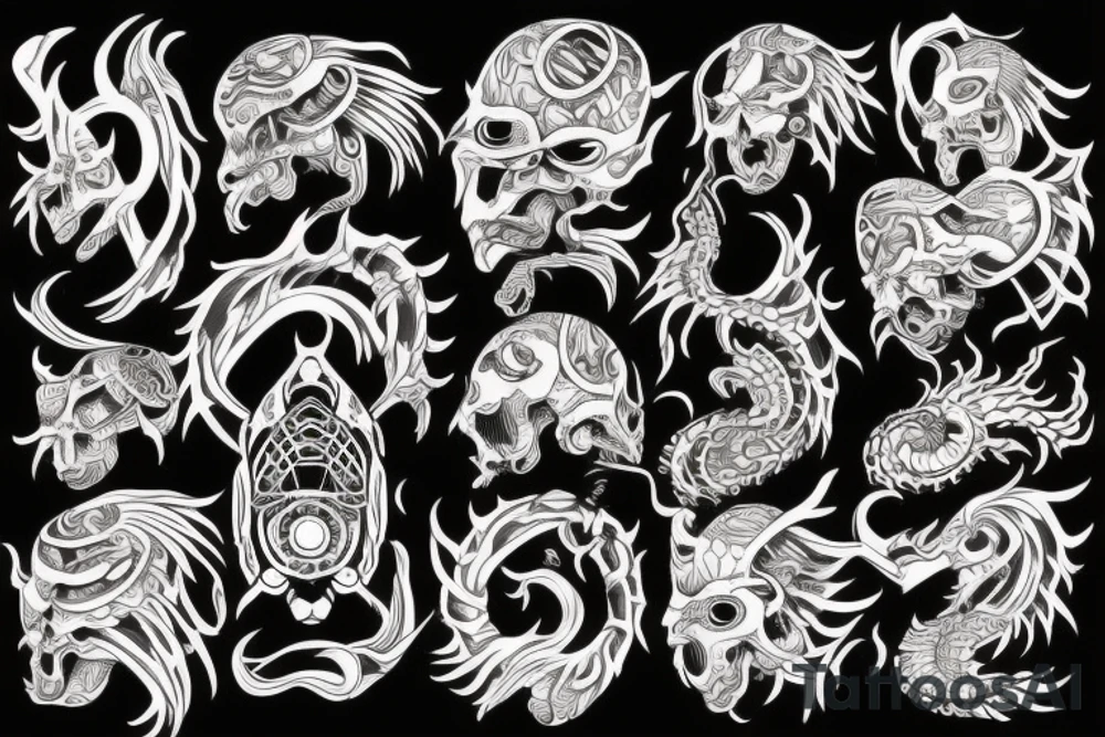 Japanese ukiyo style black river tattoo idea