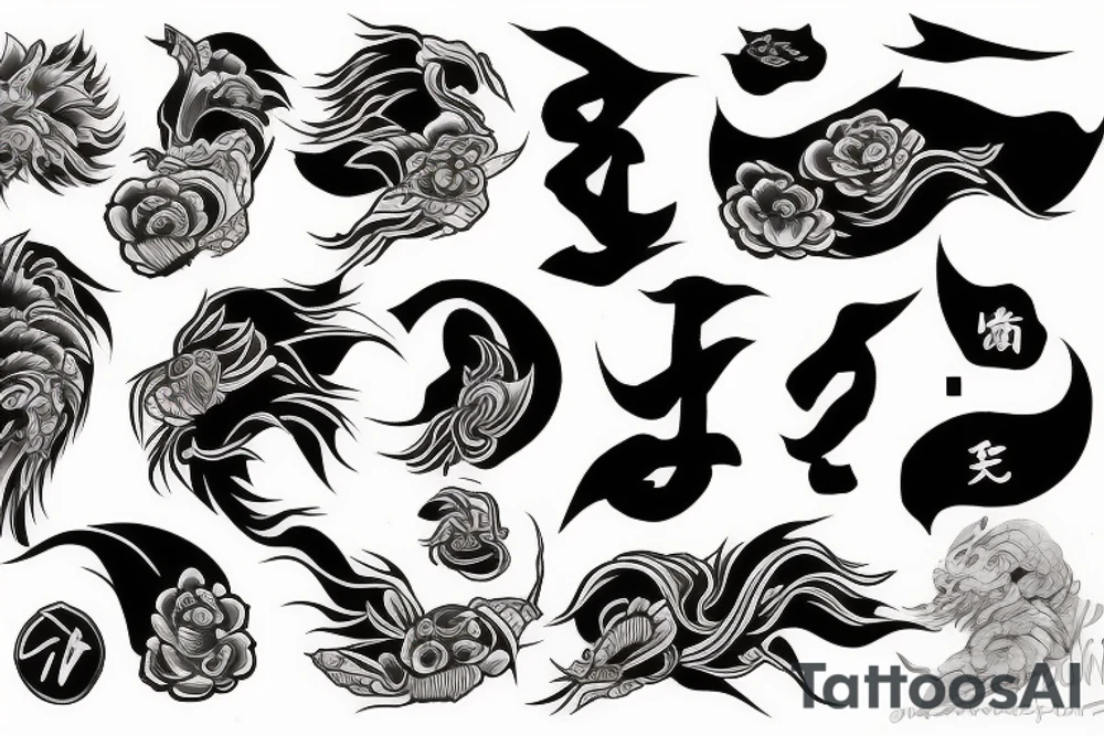 Japanese ukiyo style black river tattoo idea