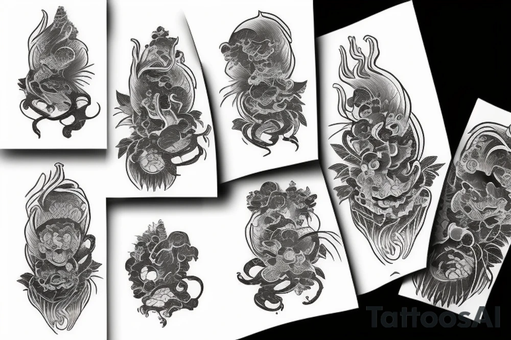 Japanese ukiyo style black river tattoo idea