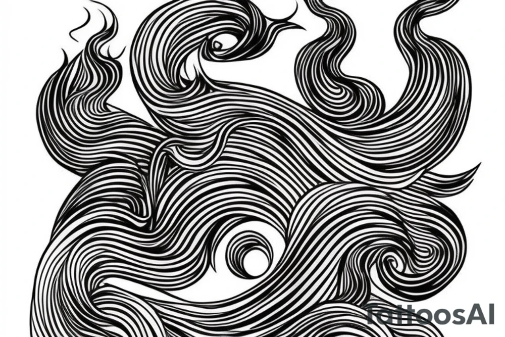 Japanese ukiyo style black river with water lines only tattoo idea