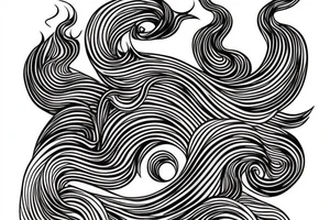 Japanese ukiyo style black river with water lines only tattoo idea