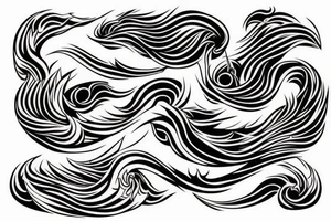 Japanese ukiyo style black river with water lines only tattoo idea