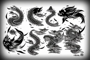 Japanese traditional style long river with black water only tattoo idea