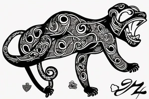 Monkey holding a snake riding a horse tattoo idea