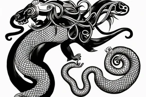 Monkey holding a snake riding a horse tattoo idea