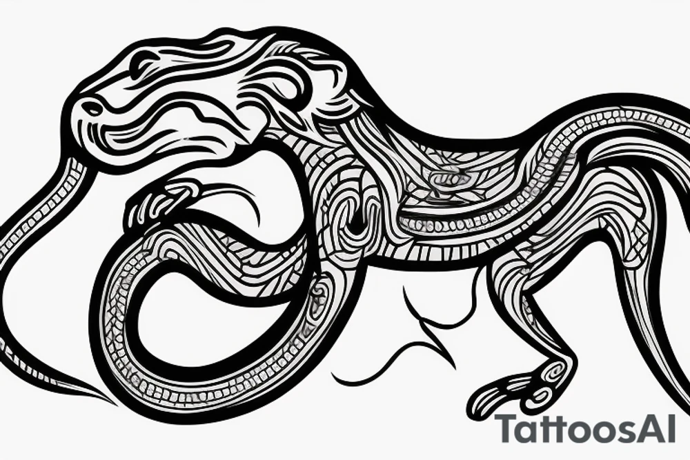 Monkey holding a snake riding a horse tattoo idea