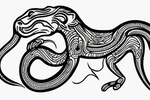 Monkey holding a snake riding a horse tattoo idea