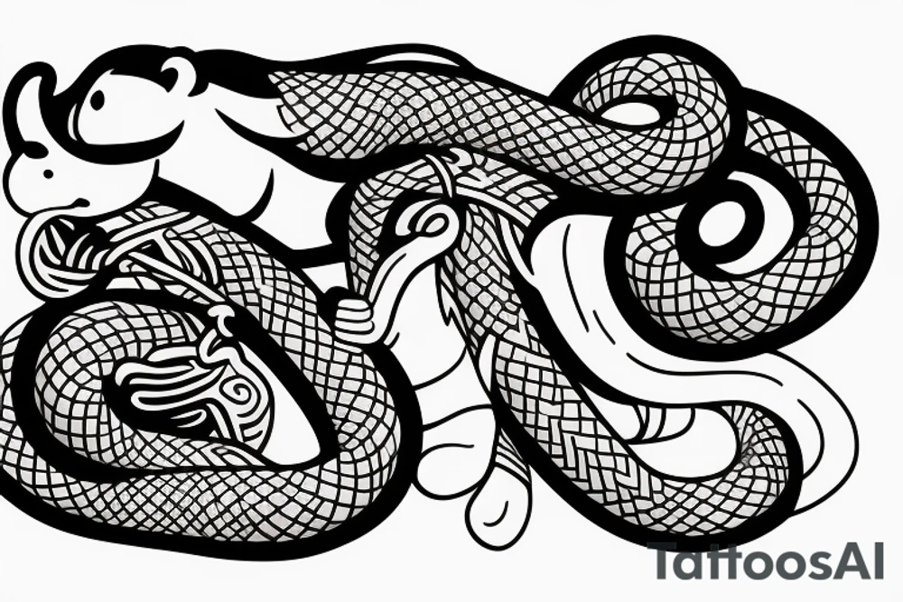 Monkey holding a snake riding a horse tattoo idea