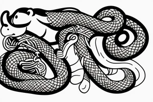 Monkey holding a snake riding a horse tattoo idea