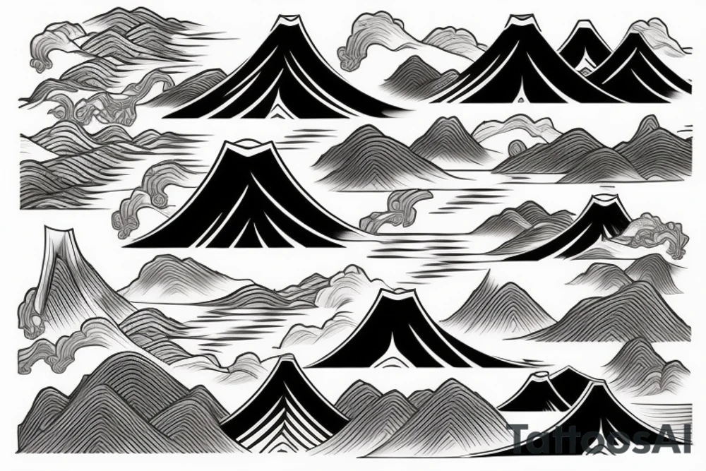 Japanese traditional style with thick lines long river with black water only tattoo idea