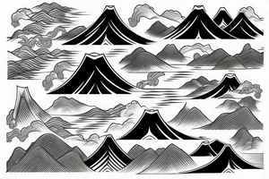 Japanese traditional style with thick lines long river with black water only tattoo idea