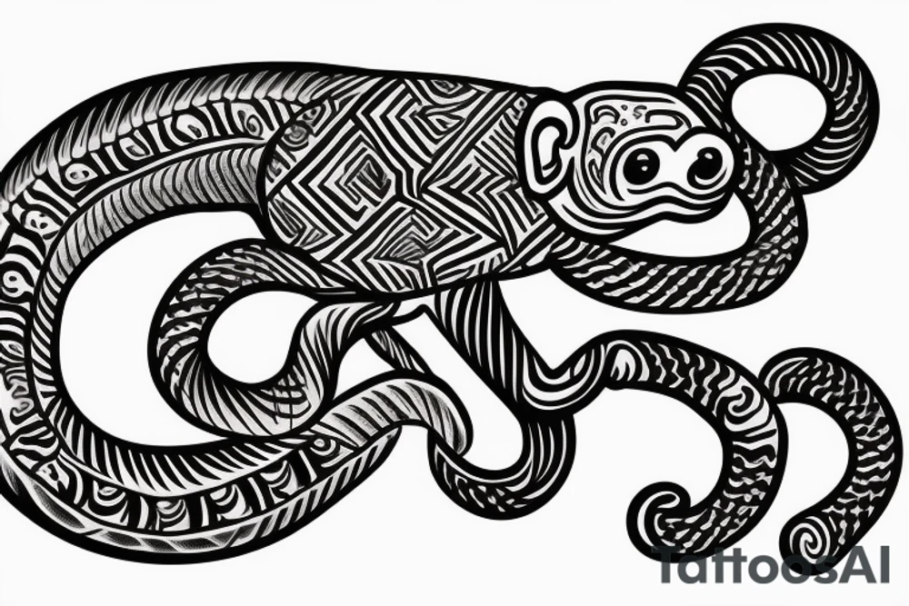 Monkey holding a snake riding a horse tattoo idea