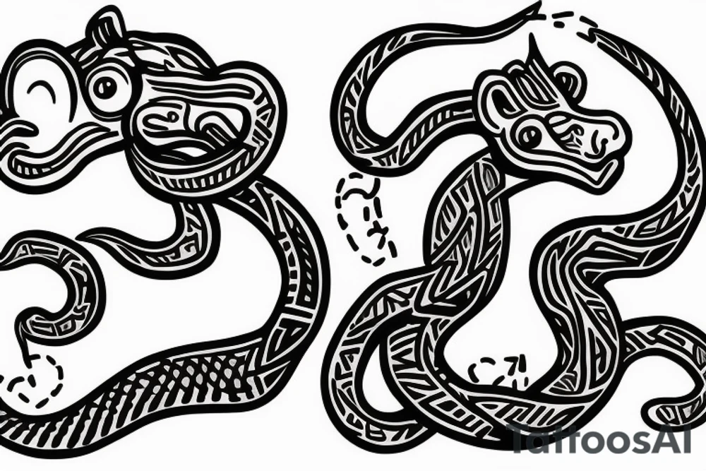 Monkey holding a snake riding a horse tattoo idea