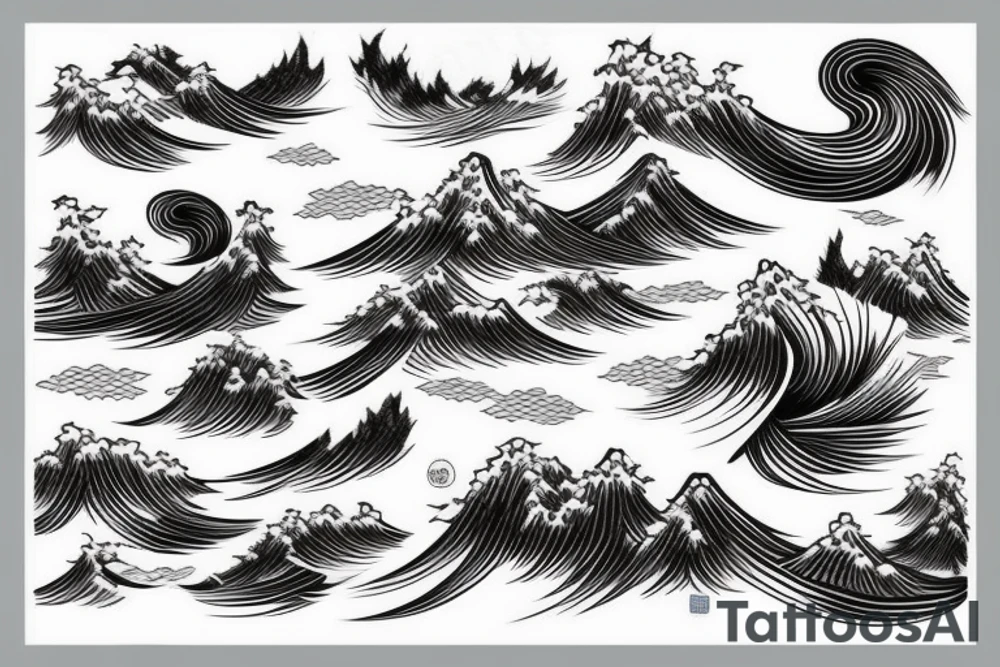 Japanese traditional style with thick outlines long river with black water only tattoo idea