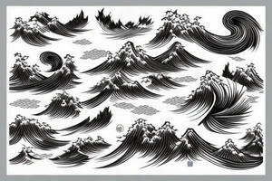 Japanese traditional style with thick outlines long river with black water only tattoo idea