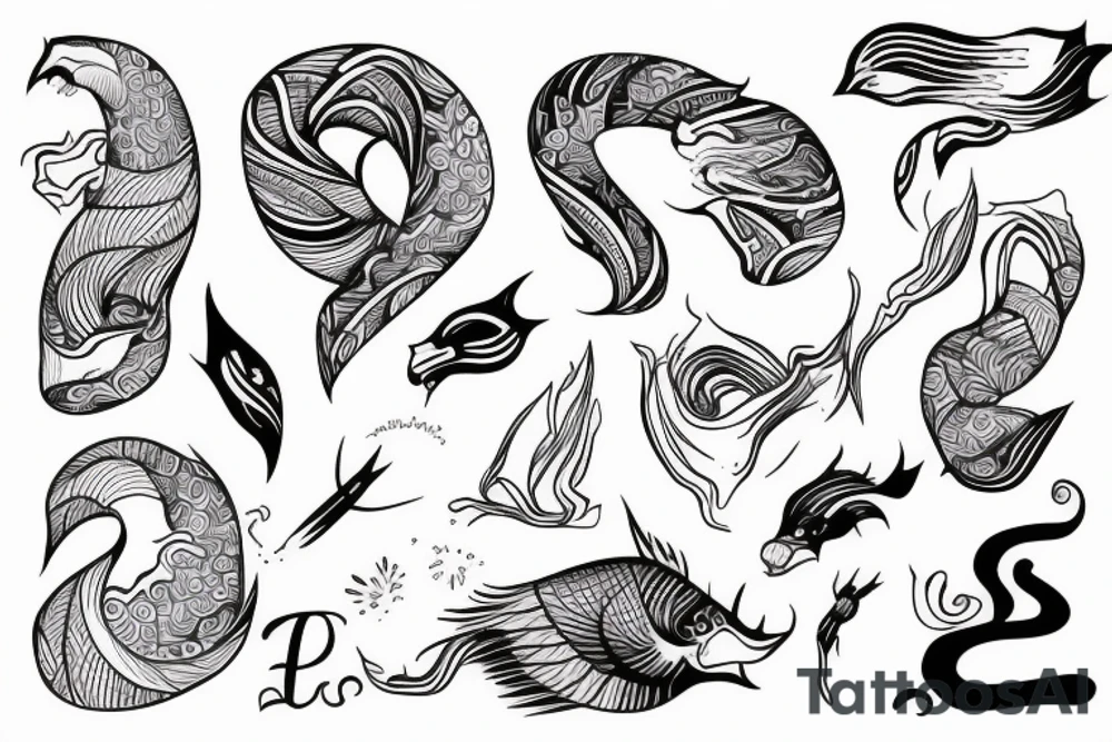 Thick outlines long calm river with black water tattoo idea