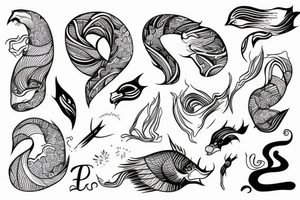 Thick outlines long calm river with black water tattoo idea