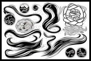 Thick outlines long calm river with black water tattoo idea
