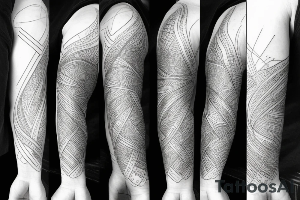 Thick outlines long calm river with black water tattoo idea