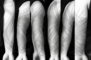 Thick outlines long calm river with black water tattoo idea