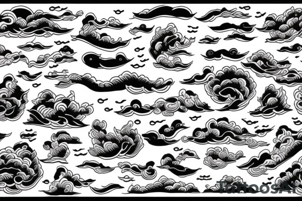 Thick outlines long calm river with black water tattoo idea