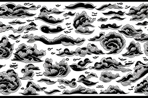 Thick outlines long calm river with black water tattoo idea