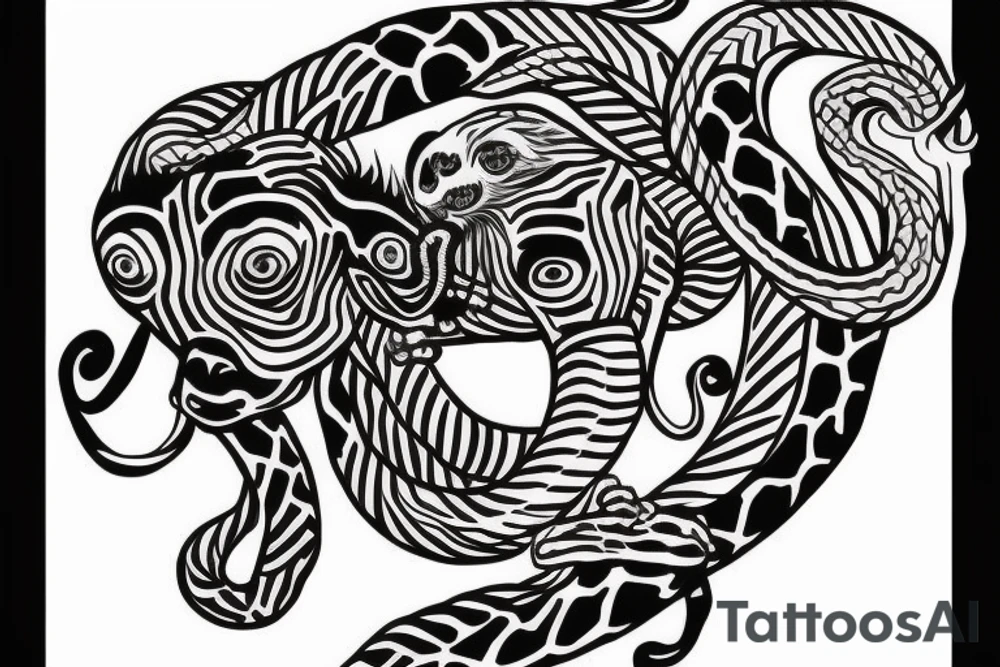 Monkey on horse holding a snake tattoo idea
