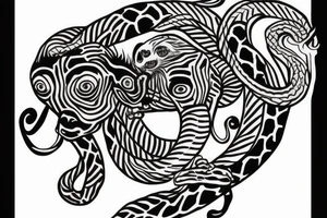 Monkey on horse holding a snake tattoo idea
