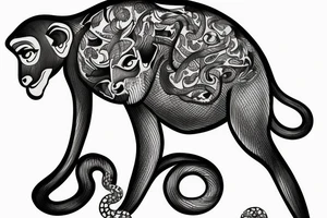 Monkey on horse holding a snake tattoo idea