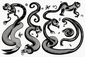 Monkey on horse holding a snake tattoo idea