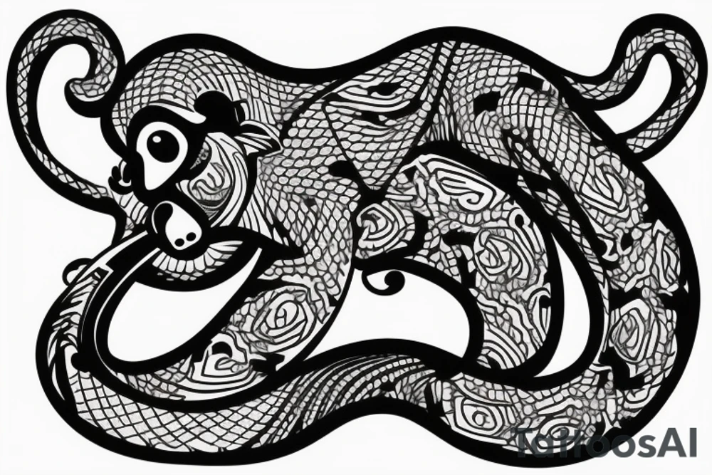 Monkey on horse holding a snake tattoo idea