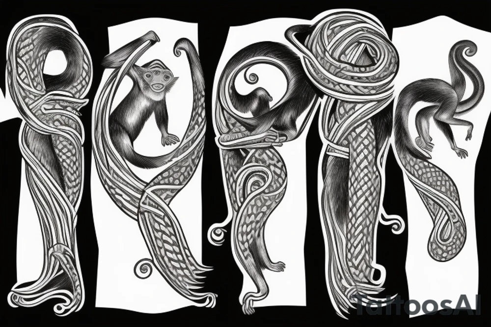 Monkey on horse holding a snake tattoo idea