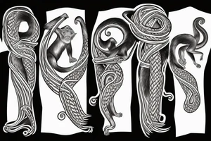 Monkey on horse holding a snake tattoo idea