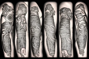 A monkey riding on top of a horse , the monkey is holding a snake in his hand tattoo idea