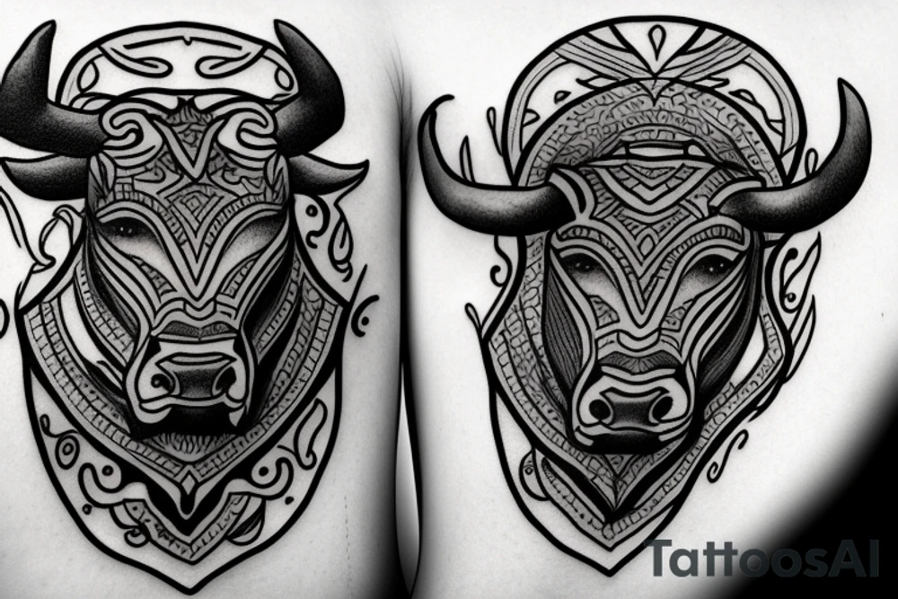 Male Taurus bull fighting tattoo idea