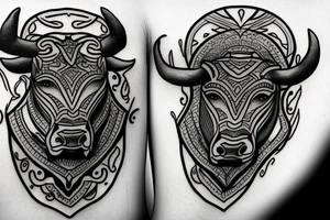 Male Taurus bull fighting tattoo idea